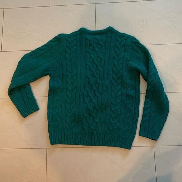 Kelly Green Samuel Windsor‎ Fisherman’s Cable Knit 💯% Wool Sweater Mens Size L - Picture 3 of 14